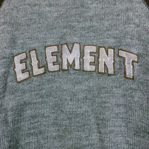 Element Skateboards Sweater Mens M Brown Gray Spell Out Logo Wool Knit Crew Y2K - Picture 4 of 10